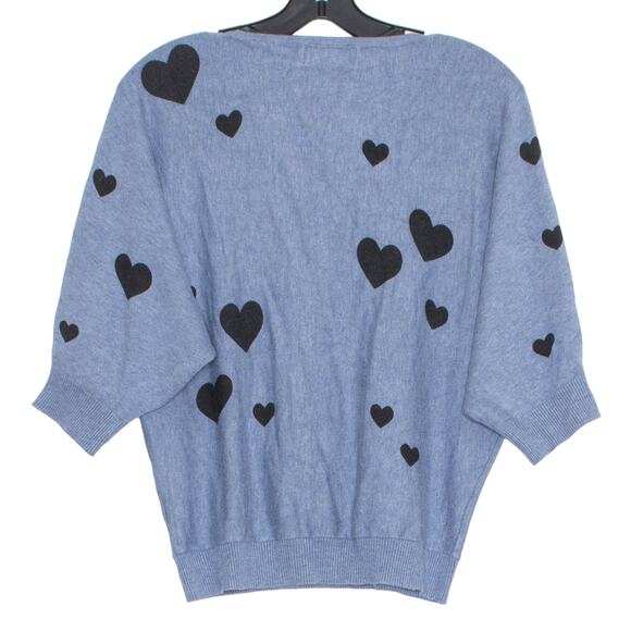 Sweater Heart Valentines Cottage Coquette Romantic Retro Kawaii Fairy Blue Large - Picture 2 of 6